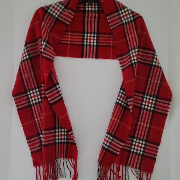 RED TARTAN PLAID SCARF | CASHMERE FEEL | UNISEX WINTER WRAP | SOFT & STYLISH - Picture 1 of 3